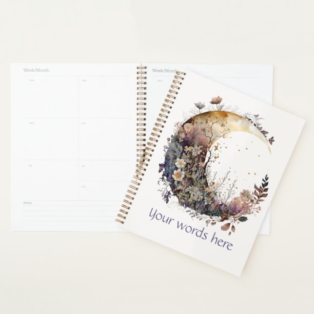 Agenda Create Your Own Rustic Sunset Floral Crescent Moon (Exibição)