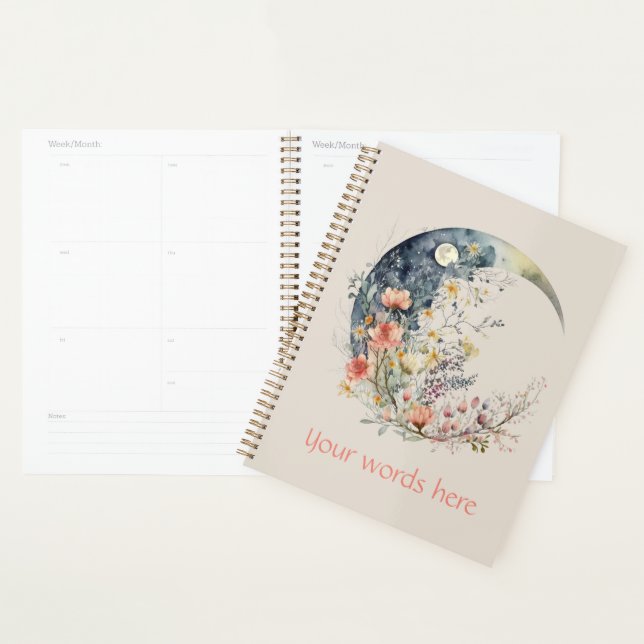 Agenda Create Your Own Spring Meadow Floral Crescent Moon (Exibição)