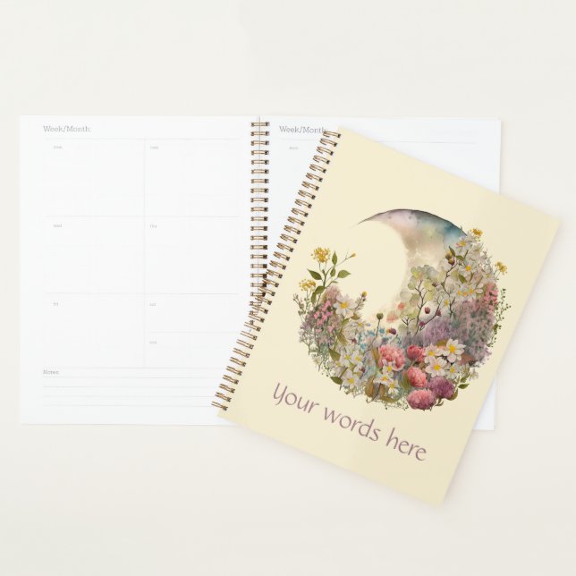 Agenda Create Your Own Wildflowers Floral Crescent Moon (Exibição)