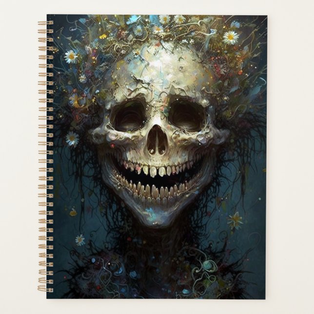 Agenda Creepy Skull Gothic Dark Fantasy Art Planner (Frente)