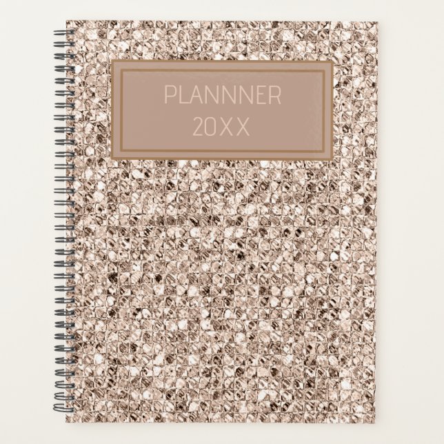 Agenda creme impressão ouro minimalista (Frente)