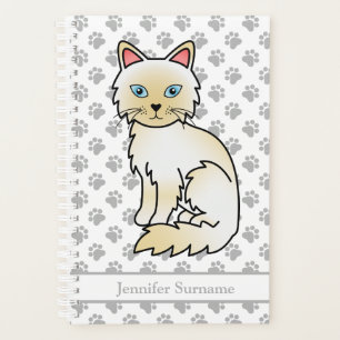 Agenda Creme Ponto Birman / Ragdols Cat E Patas E Texto