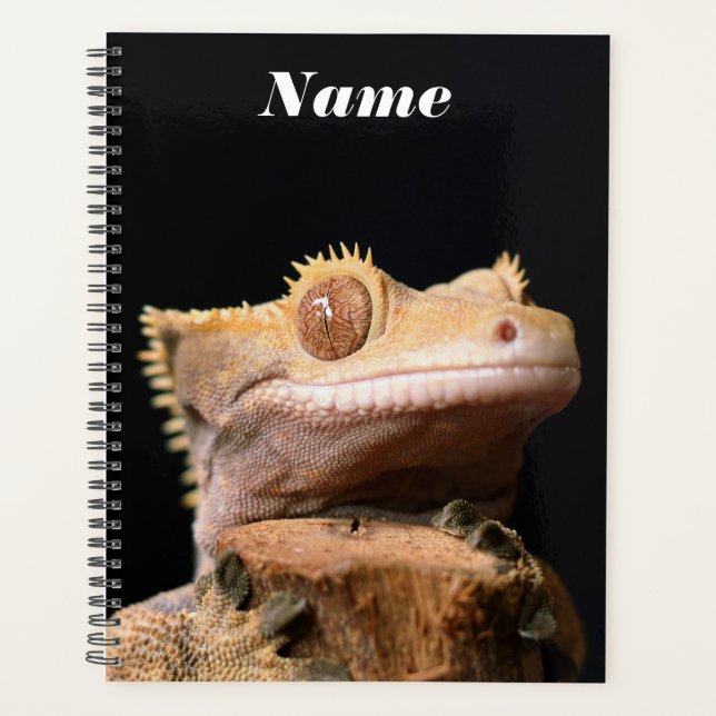 Agenda Crested Gecko Lizard em Preto (Frente)
