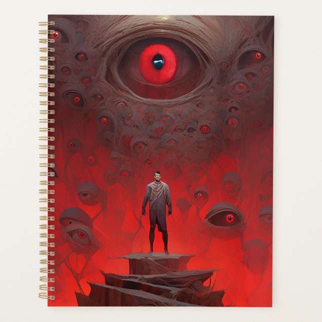Agenda Criaturas Oculares Arte de Horror Surreal (Frente)