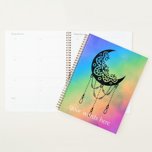 Agenda Crie a sua própria Silhouette Leafy Boho Moon (Exibição)