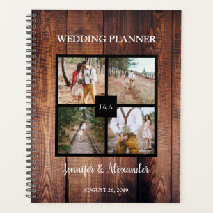 Agenda Crie o seu casamento de colagem de fotos rústicas