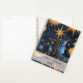 Agenda Crie o seu próprio Azul e Dourado Celestial à meia