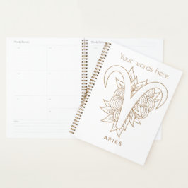 Agenda Crie o seu próprio Elegante Dourado e branco Aries