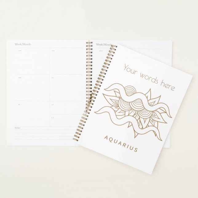 Agenda Crie seu próprio aquário Dourado e branco elegante (Exibição)