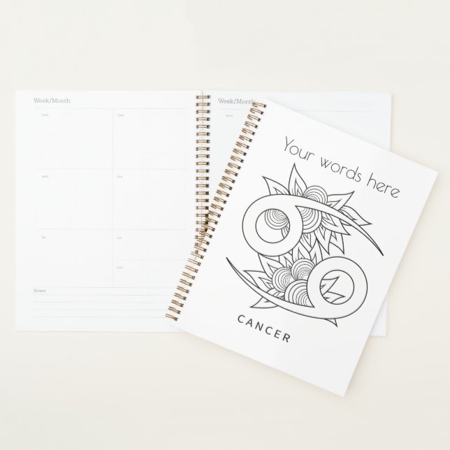 Agenda Crie seu próprio Cancer preto e branco legante (Exibição)