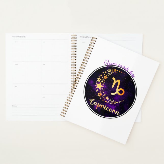 Agenda Crie Seu Próprio Capricórnio Celestial Roxo Zodiac (Exibição)