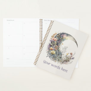 Agenda Crie Seu Próprio Crescente Lunar Floral Iridescent