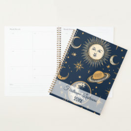 Agenda Crie seu próprio Dourado azul branco celestial