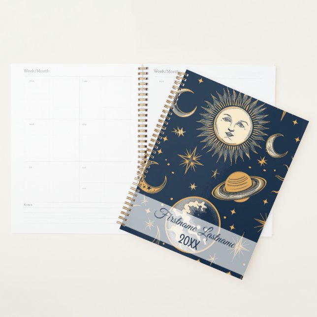 Agenda Crie seu próprio Dourado azul branco celestial (Exibição)