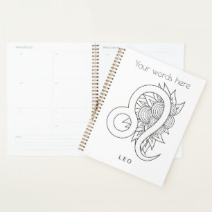 Agenda Crie seu próprio Elegante Dourado e branco Leo Zod