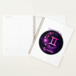 Agenda Crie seu próprio Gemini Celestial Roxo Zodiac