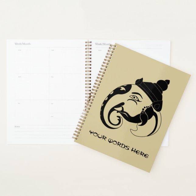 Agenda Crie seu próprio perfil preto e Dourado Ganesh (Exibição)