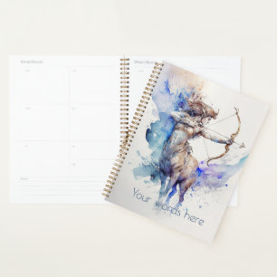Agenda Crie seu próprio Sagitário Dourado e Azul Zodiac