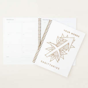 Agenda Crie seu próprio Sagitário Dourado e Branco Elegan