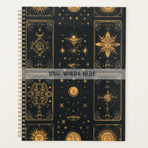 Agenda Crie Seu Próprio Tarot Místico Elegante Dourado Pr