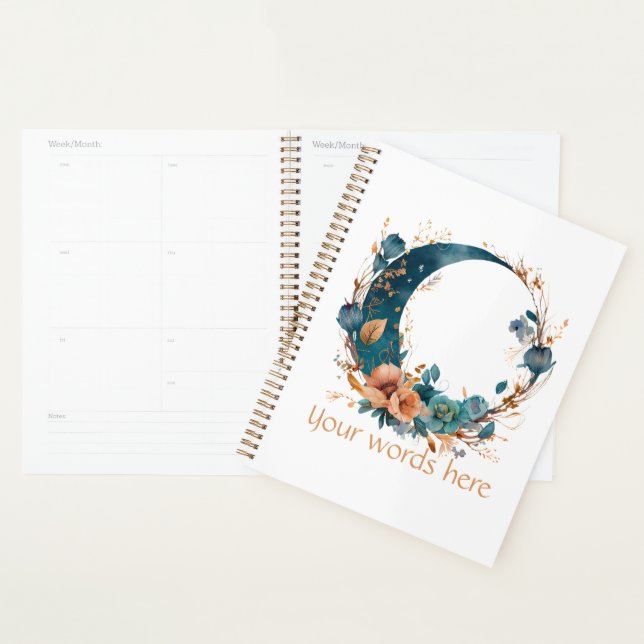 Agenda Crie Seu Próprio Teal Boho E Pessegueiro Floral (Exibição)