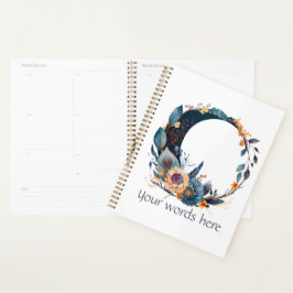 Agenda Crie seu próprio Teal e Dourada Lua Floral