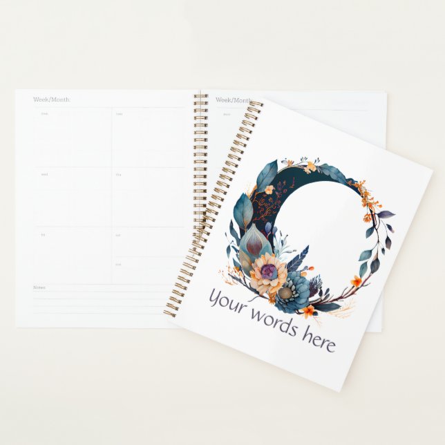 Agenda Crie seu próprio Teal e Dourada Lua Floral (Exibição)