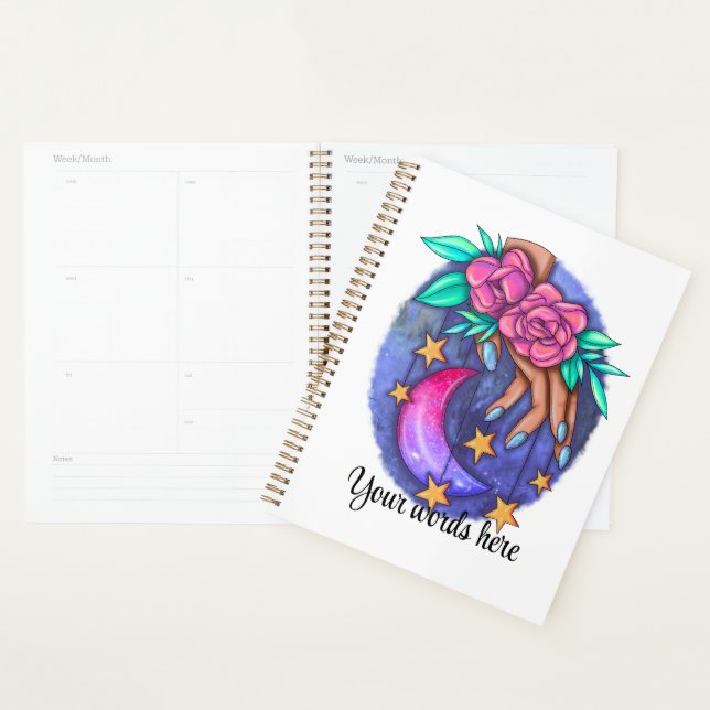 Agenda Crie Sua Lua, Estrelas, Mão Rosa (Exibição)