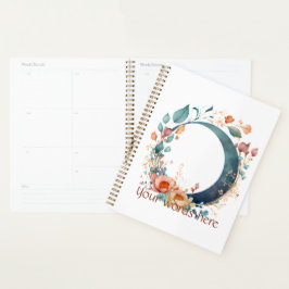 Agenda Crie Sua Própria Lua Floral Rosa E Dourada