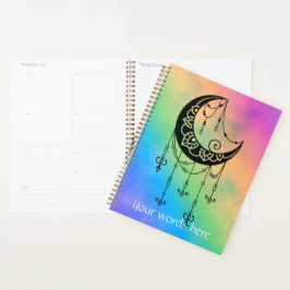 Agenda Crie sua própria Ornamentado Boho Moon Silhouette