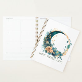 Agenda Crie Sua Própria Pêssego E Sua Lua Floral Teal