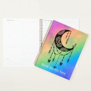 Agenda Crie sua própria silhueta de lua mágica do Boho