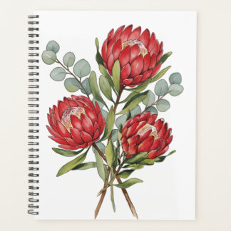 Agenda Crimson Protea Bouquet Watercolor