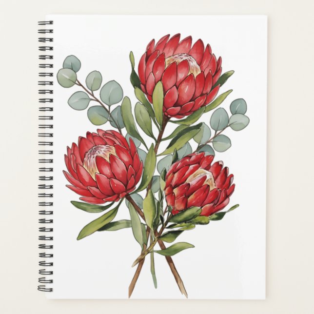 Agenda Crimson Protea Bouquet Watercolor (Frente)