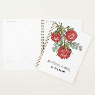 Agenda Crimson Protea Bouquet Watercolor