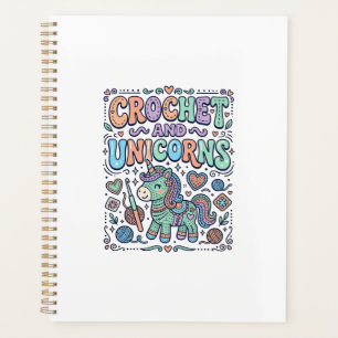 Agenda Crochet Unicórnio e Adesivo Kawaii de Unicórnios e