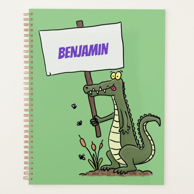 Agenda Crocodilo engraçado, alinhador com cartoon (Frente)