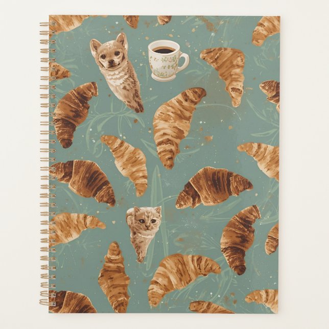 Agenda Croissant Crawl Cats, Coffee & French Planner (Frente)
