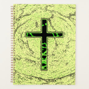 AGENDA CRUZ NEGRA E VERDE COM FUNDO MARÁVEL