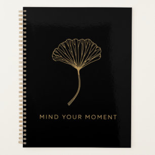 Agenda Cuide do Seu Momento Folha de Ginkgo Dourada Min