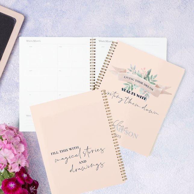 Agenda Curioso Viver Seu Sonho Citar Memórias Mantenha-Se (Cute Living Your Dream Quote Memories Keepsake Planner)