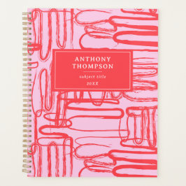 Agenda Curva Rosa Abstrata Moderna Ondulada