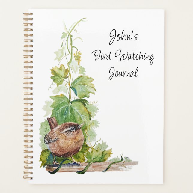 Agenda Custom Bird Watching Journal for Birders Wren Bird (Frente)