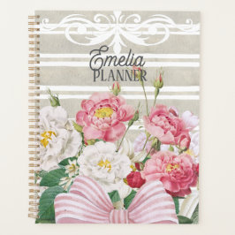 Agenda Custom cute retro floral Stripes Teacher chic