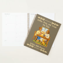 Custom Jesus & Coffee Crayon Art 2026 2027 Planner