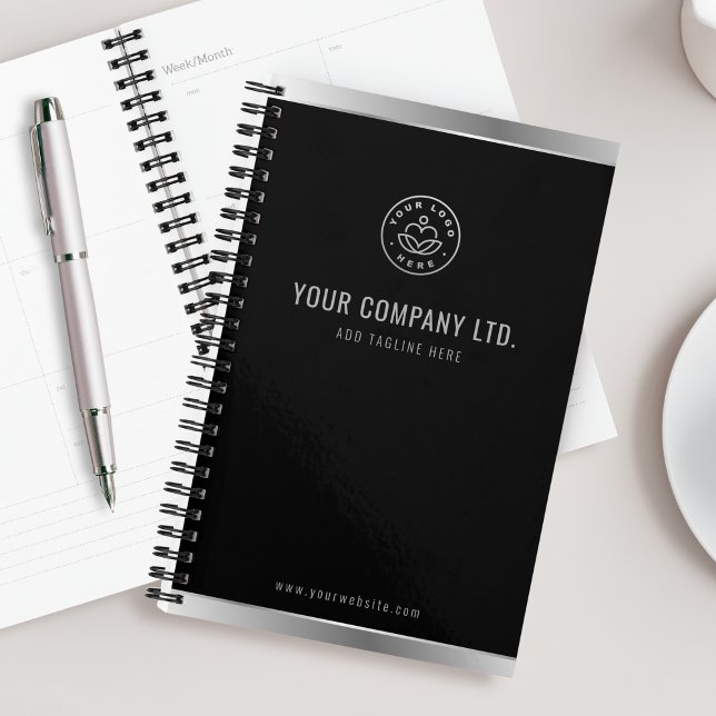 Agenda Custom Logo Elegant Black Silver (Criador carregado)