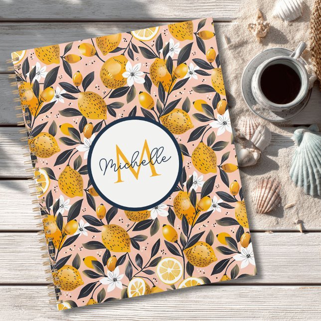 Agenda Custom Mediterranean Lemon Pattern Planner (Criador carregado)