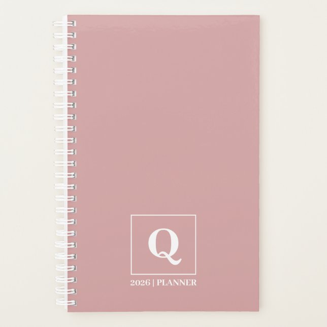Agenda Custom Minimalist Feminine Dusty Rose 2026 Planner (Frente)