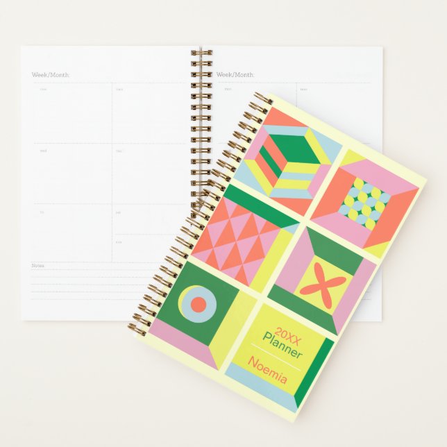 Agenda Custom name colorful modern yearly geometry (Exibição)