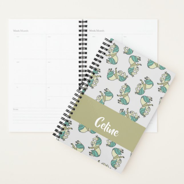 Agenda Custom name cute horses pattern (Exibição)